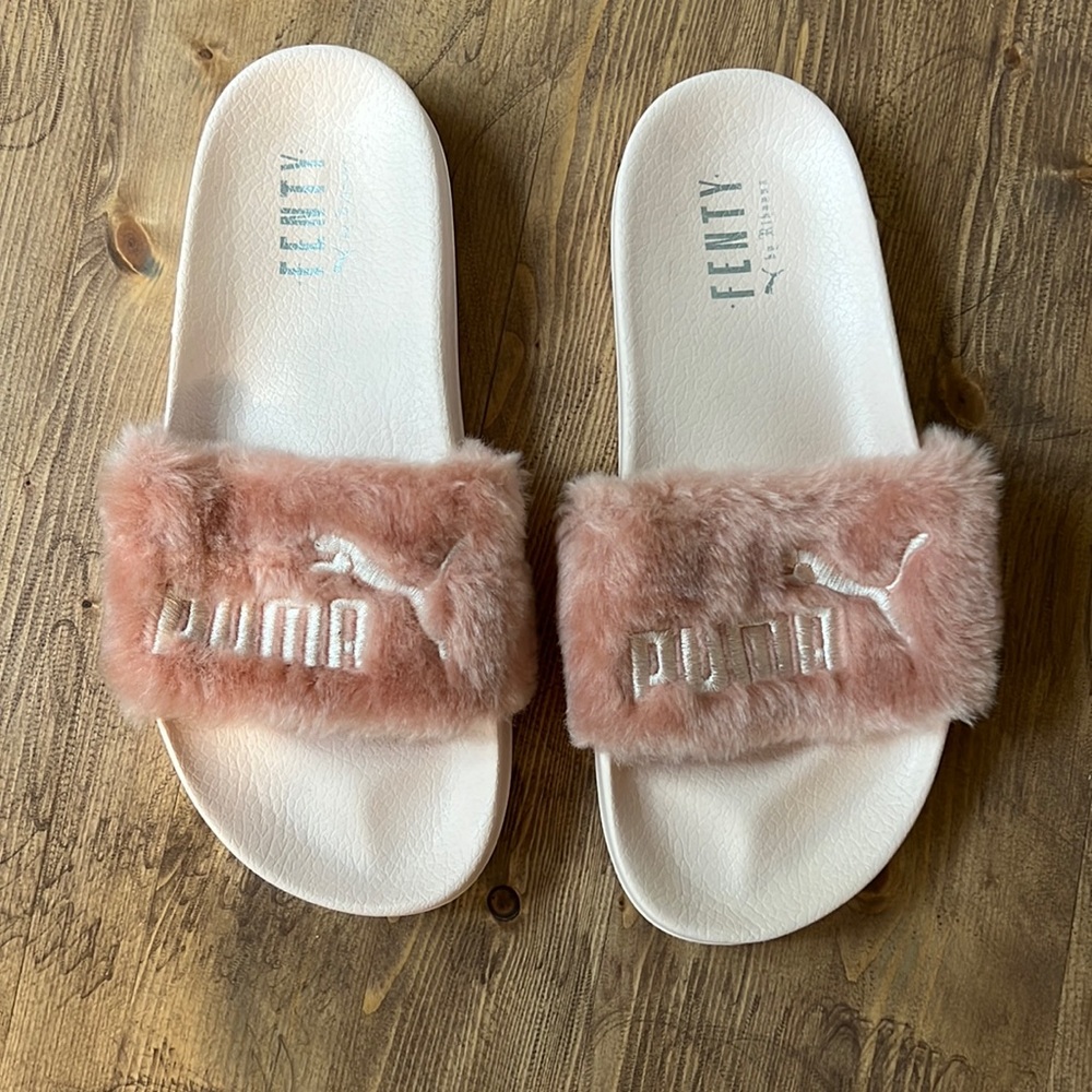 Fenty By Puma Pink Fuzzy Slides - Size 8.5 - image 1